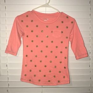 Girls peach gold sparkle shirt